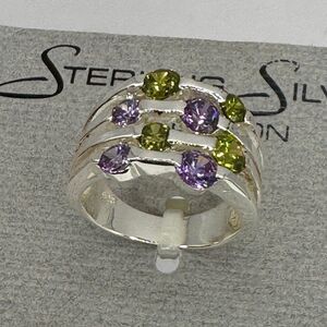 4/$100 Sterling Silver .925 Stacked Wide Band Signed Ring NWT Size 9